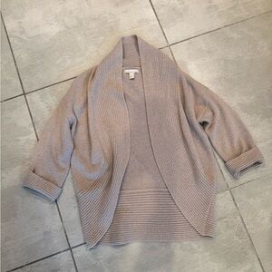 Banana Republic 100% Cashmere Taupe Open-Front Ribbed Knit Cardigan